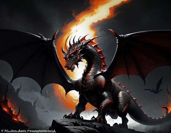 Fiery Dragon in Dynamic Fantasy Art Style