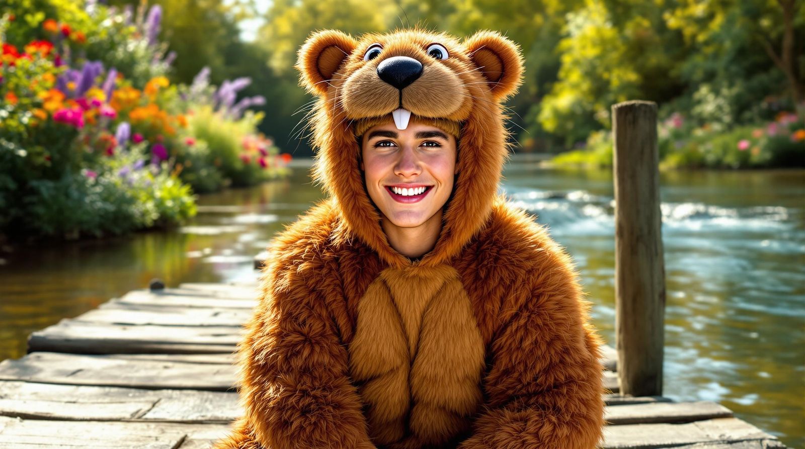 Happy Beaver Justin in a Sunny Day Portrait