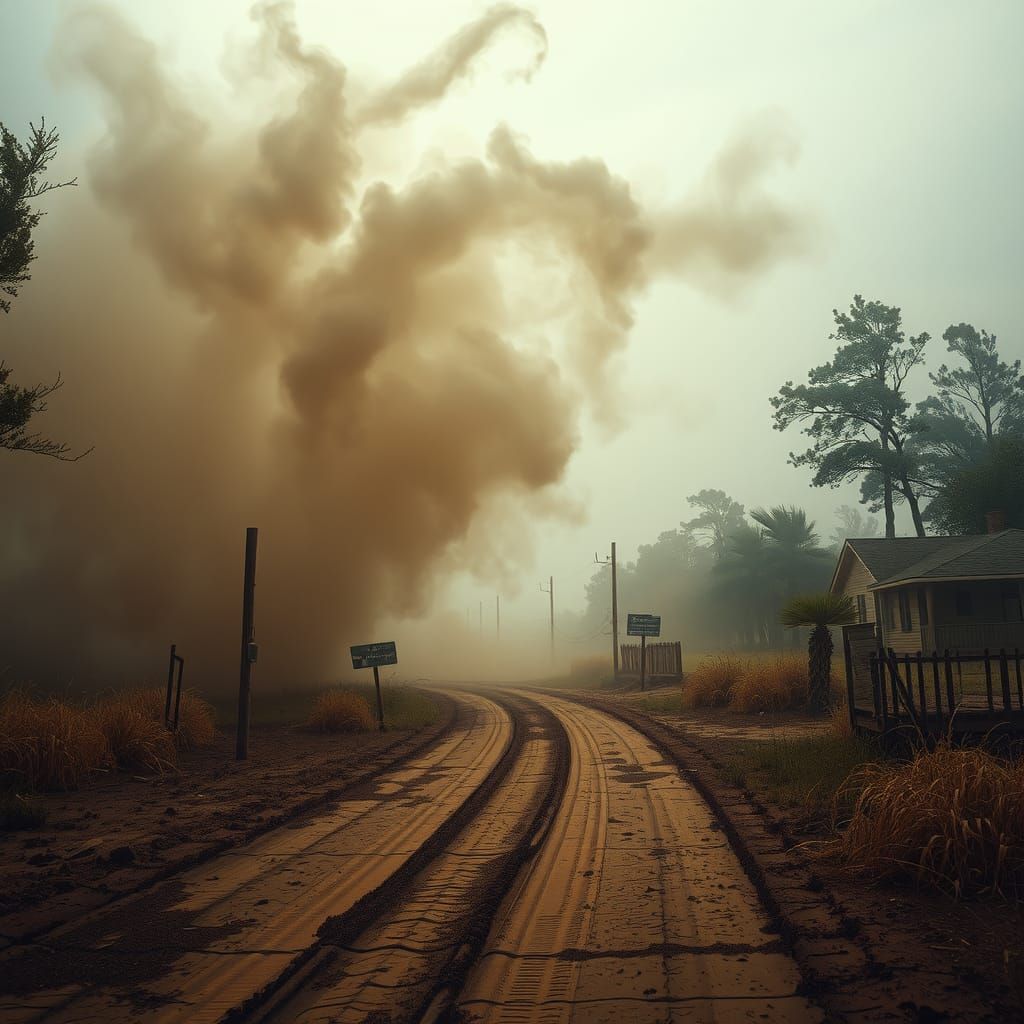 Dusty Depression Era Road Scene by Rutkowski