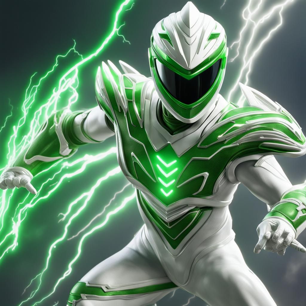 White and Green Thunder Power Ranger Concept Art