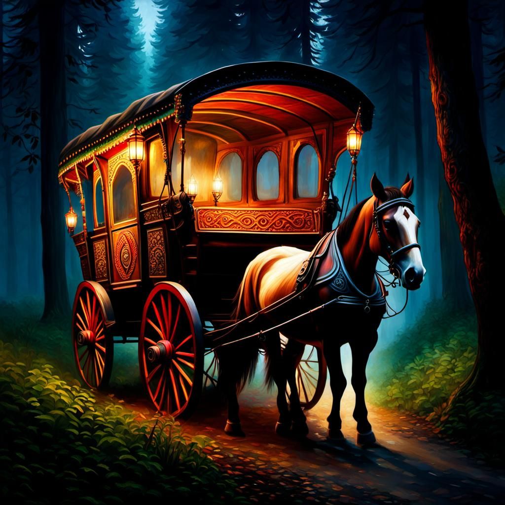Carpathian Forest: Gypsy Wagon in Cyberpunk Style