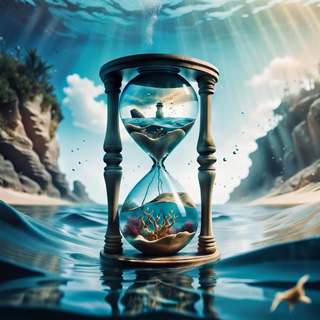 Hourglass Meets Seascape: A Double Exposure Masterpiece