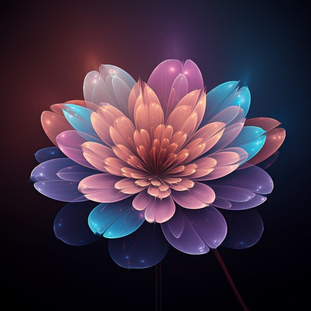 Surreal, Iridescent Flower Blooms in Vibrant, Dreamlike Beau...