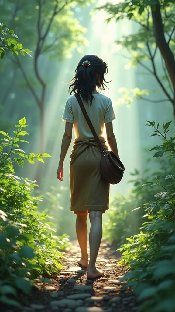 Ethereal Forest Scene in 3D Anime Style