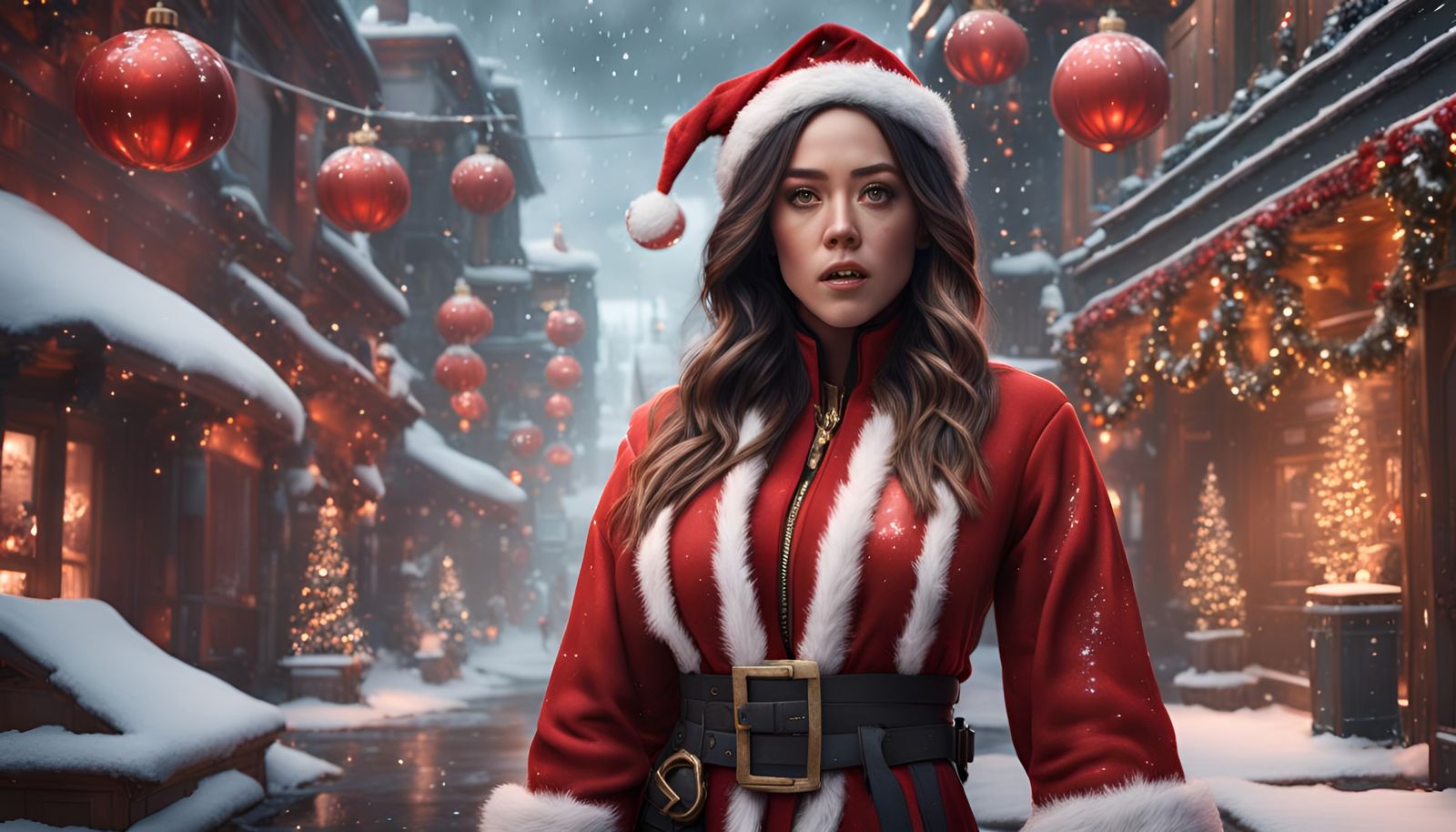 Chloe Bennet as Santa Girl: Detailed Fantasy Art