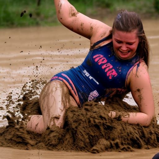 Woman Mud Wrestling at Poppy Mountain Bluegrass