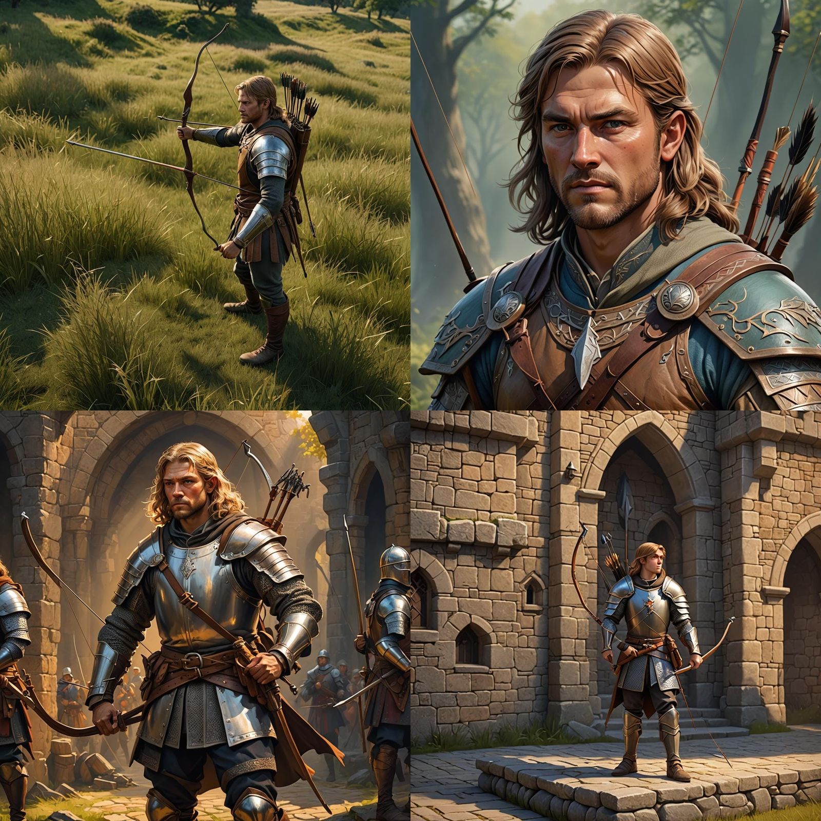 Cartoon Anglo Longbowman in Early Middle Ages Style