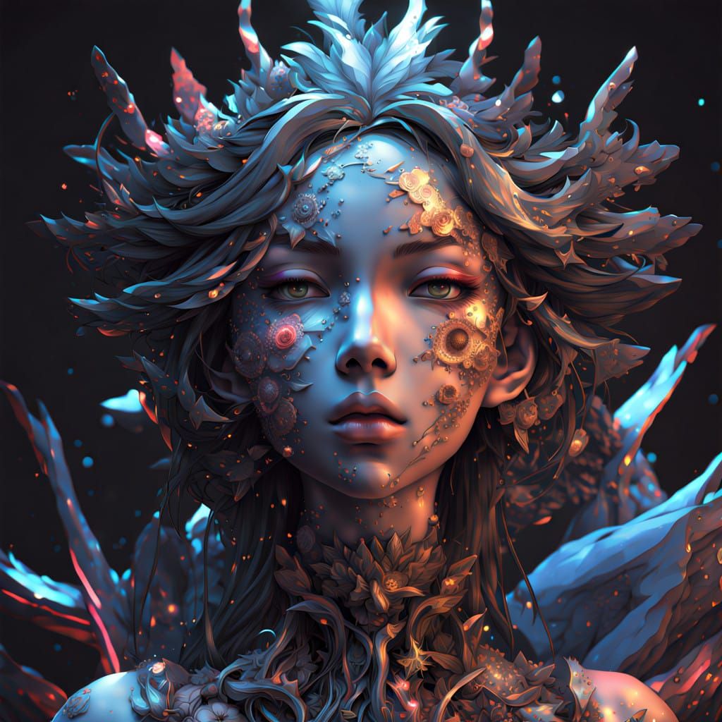 Gloomy Fractal Profile Under Moonlight Shadows