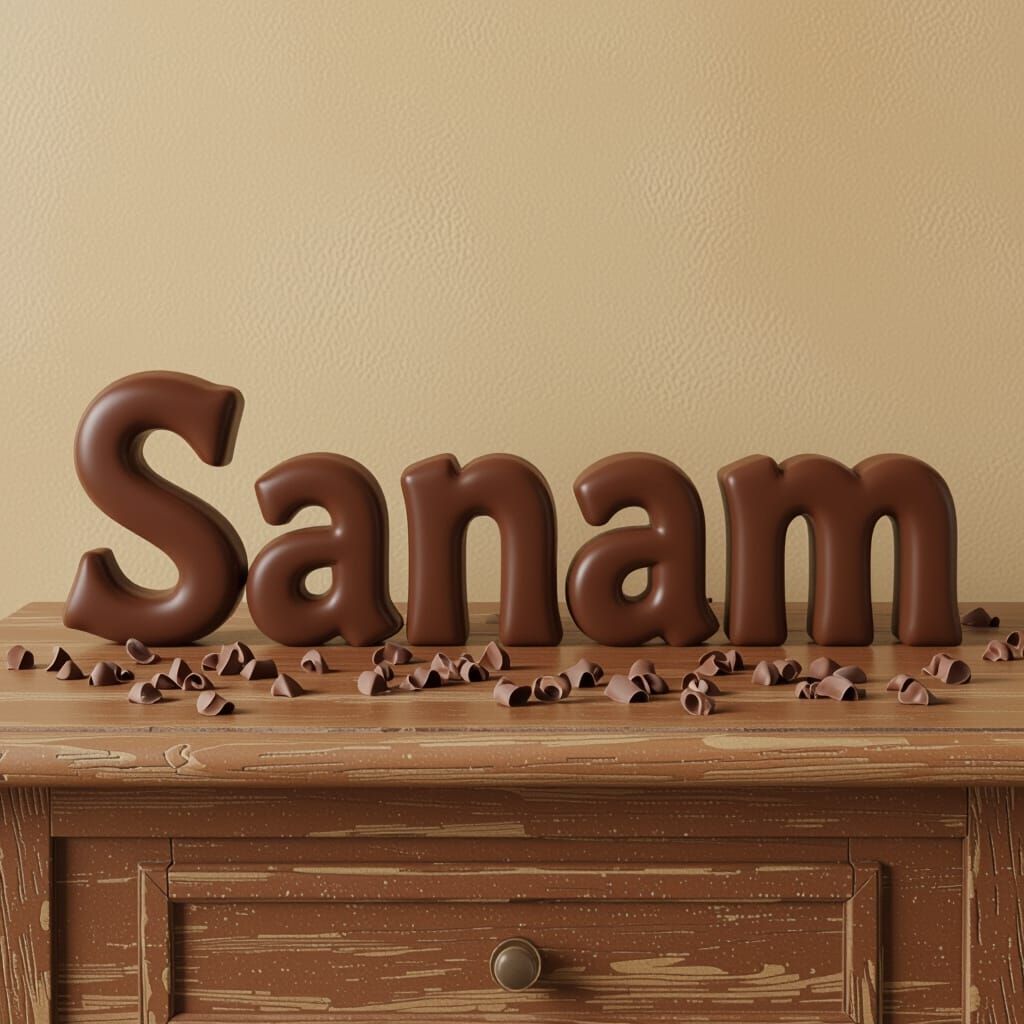 Chocolate "Sanam" 3D Render on Wood