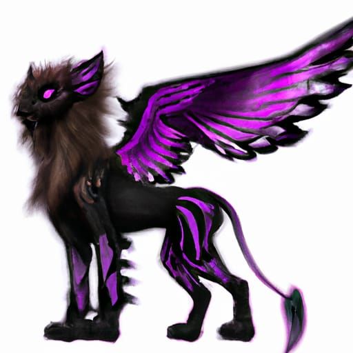 Winged Purple Lion in Hyperdetailed Digital Art