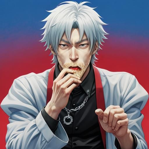 Man Eating in Anime Key Visual Style
