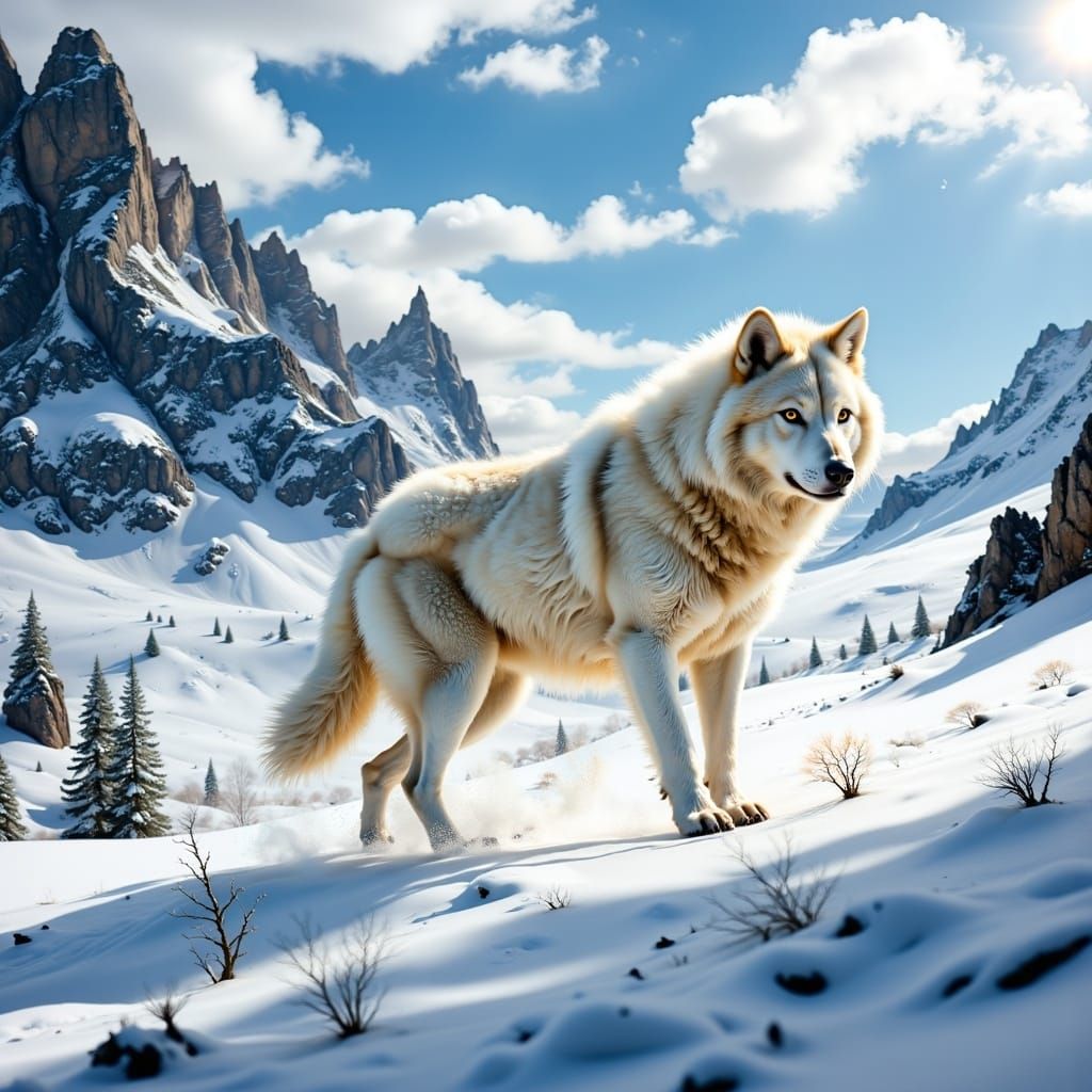 Majestic Wolf Pack in Epic Winter Landscape