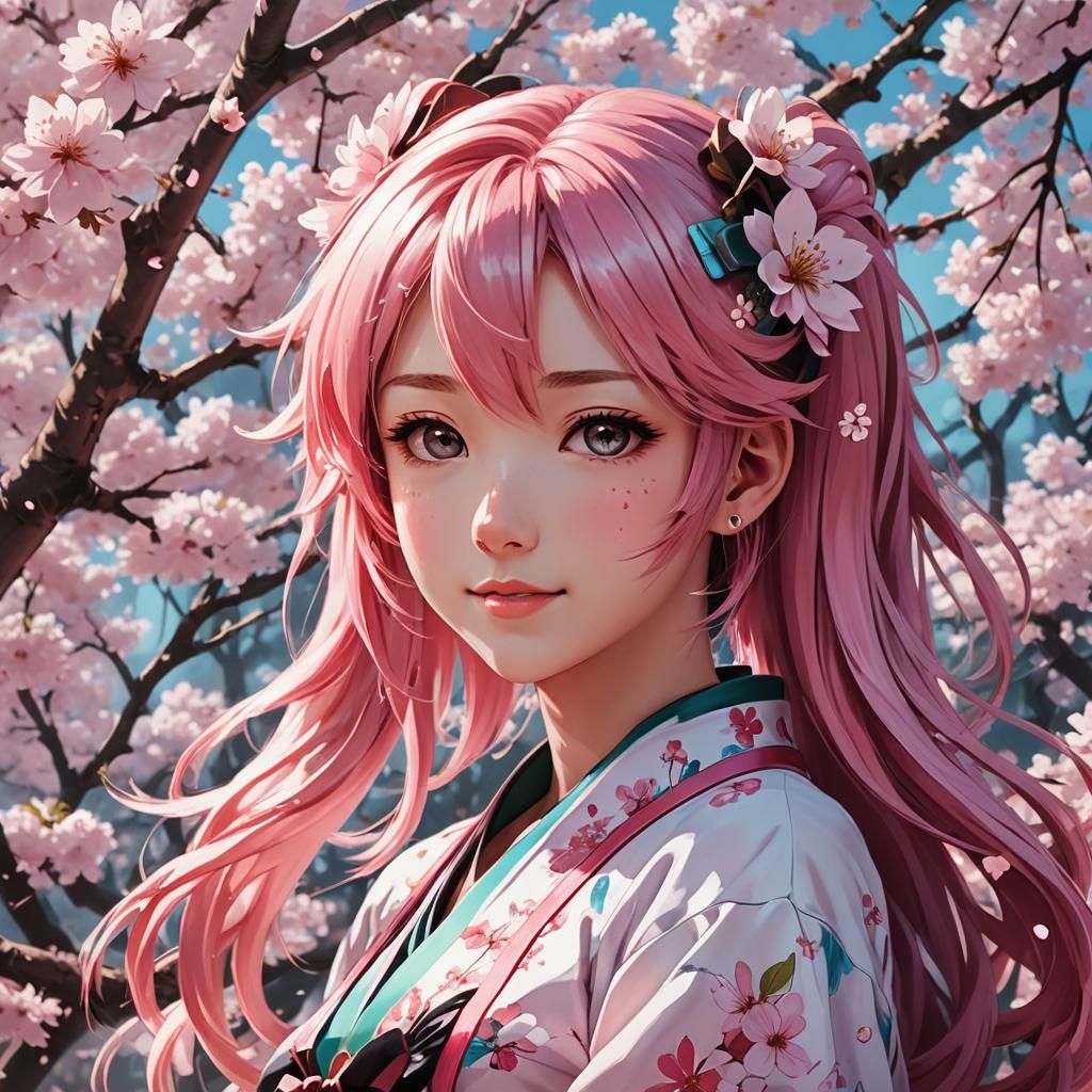 Sakura Miku Portrait in Anime Style