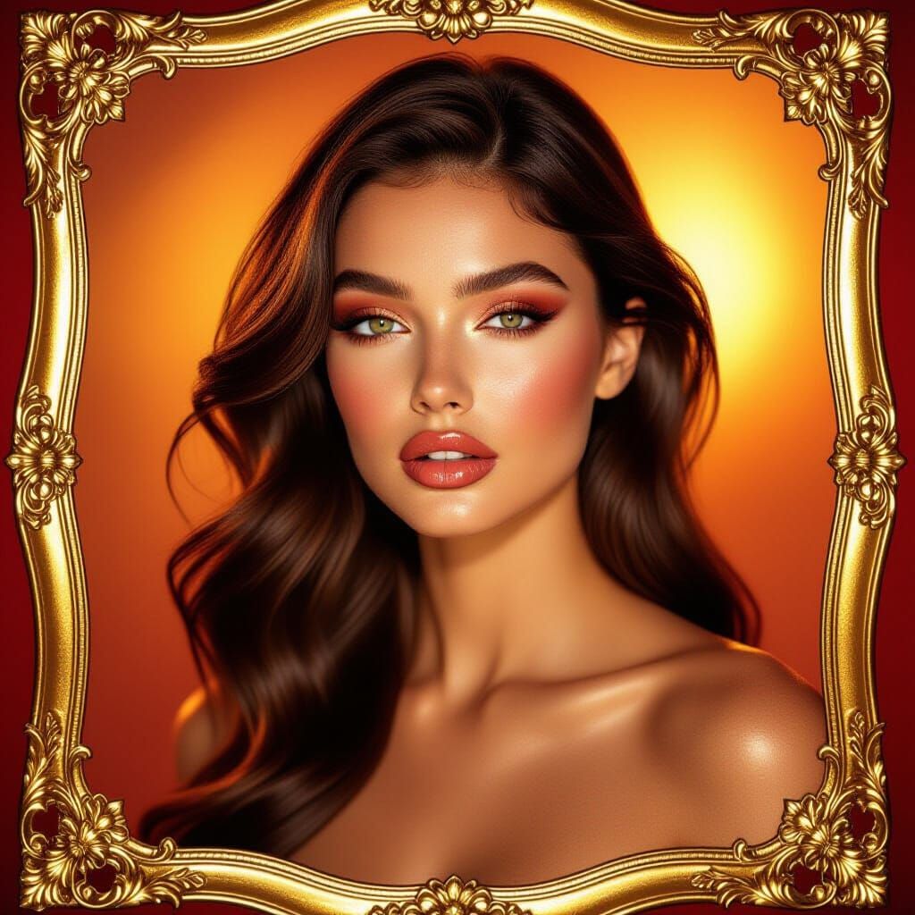 Stunning Woman in Hot Portrait with Dramatic Makeup