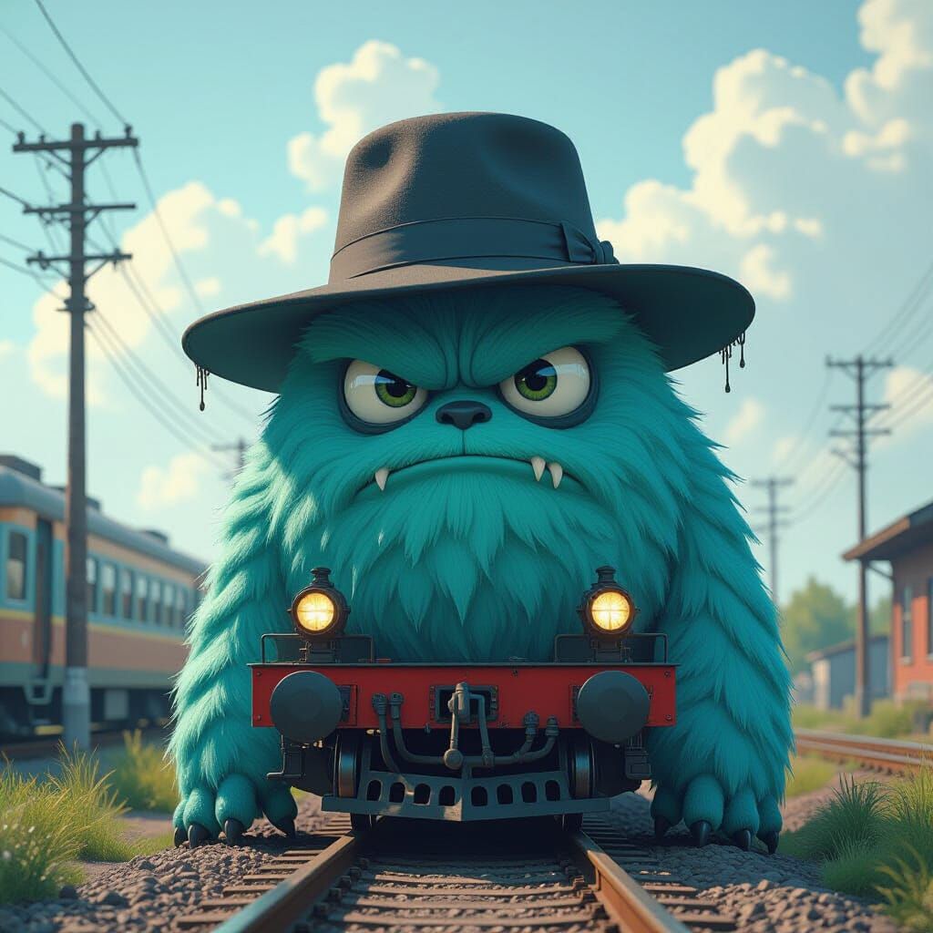Monster Conductor in front of a Train