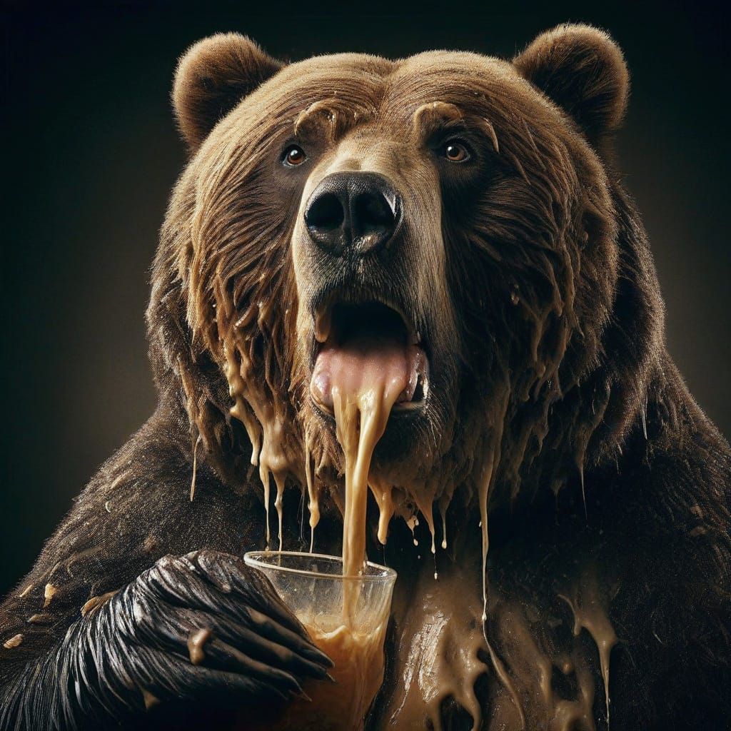 Giant Kodiak Bear Emerges from Shadows in Shocked Portrait