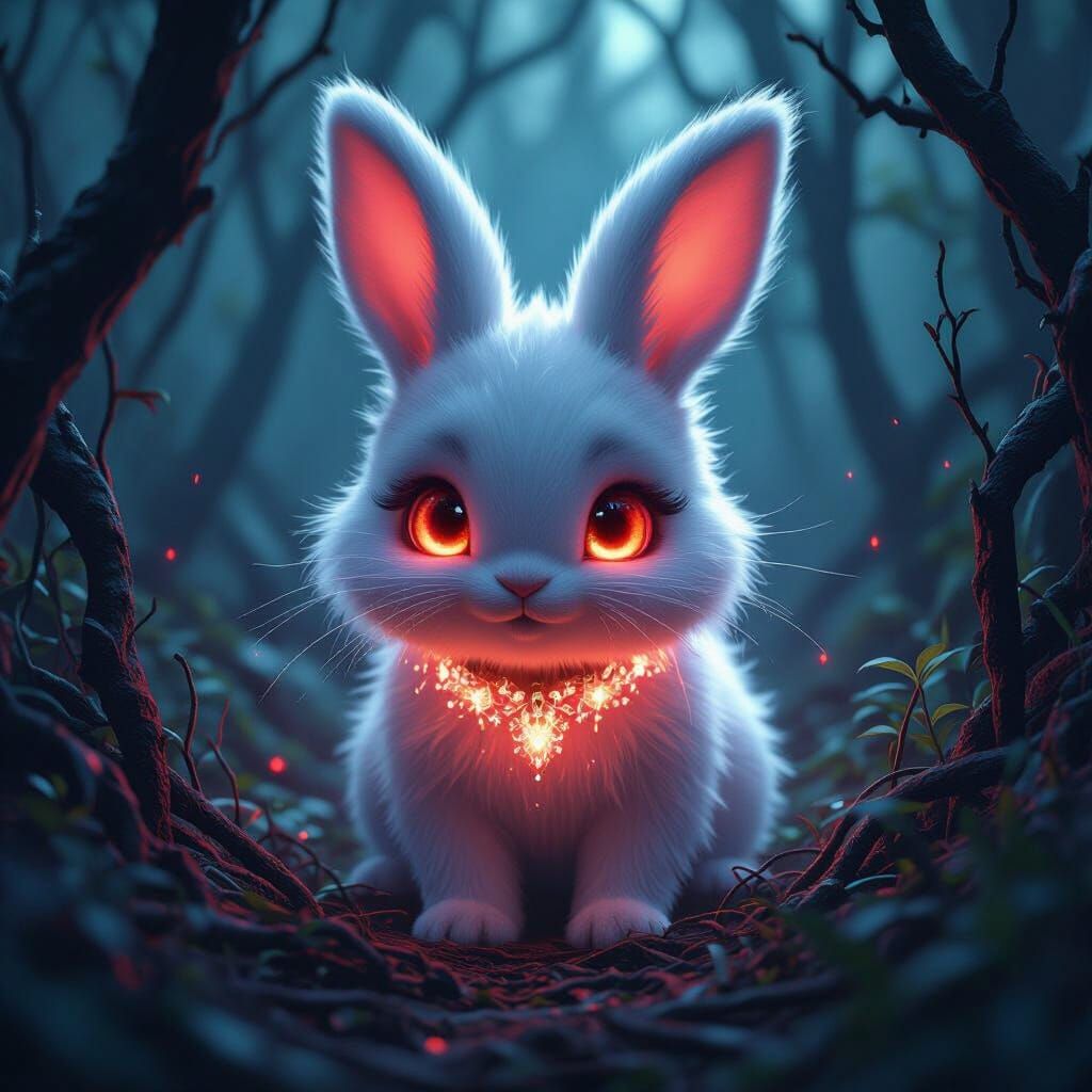Ethereal Bunny from Dark Forest in 3D CGI Style