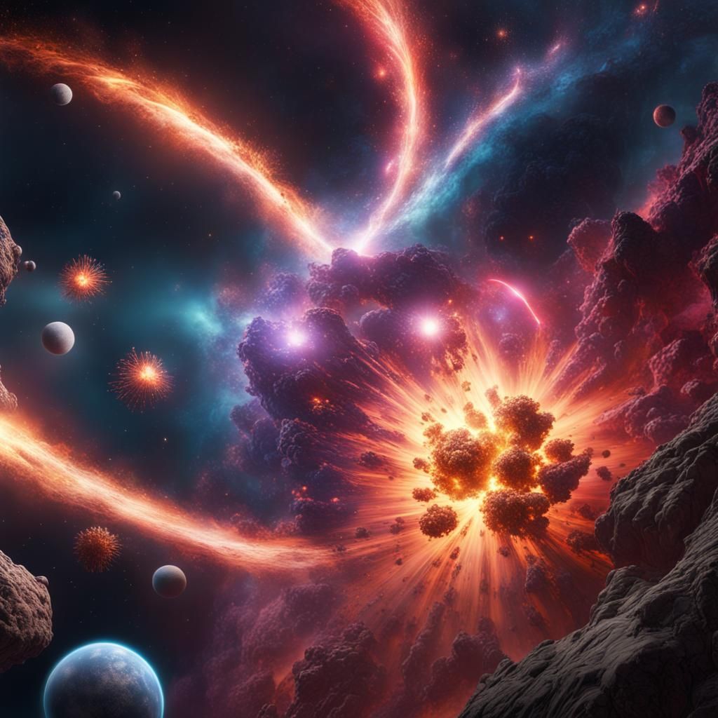Exploding Galaxy: Planetary Growth in Detailed Matte Paintin...