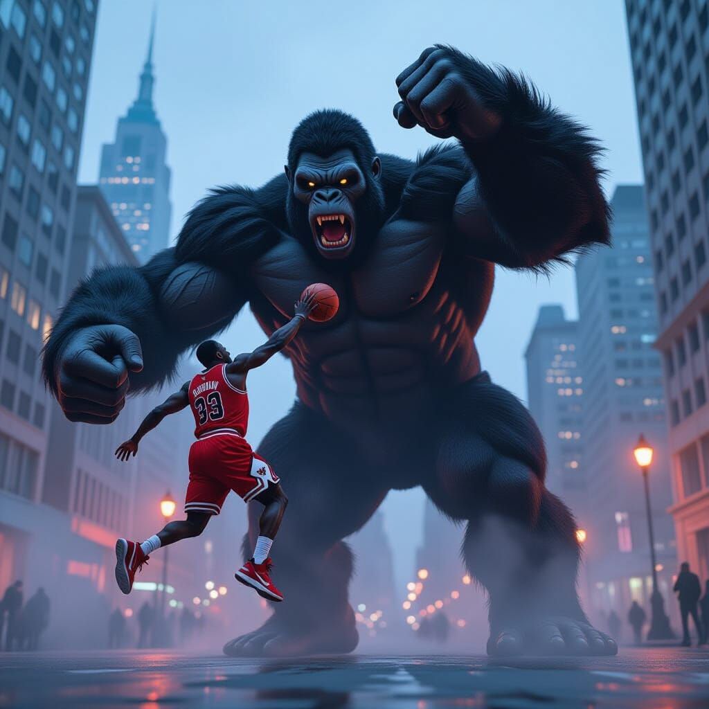 Michael Jordan Evades King Kong's Fist