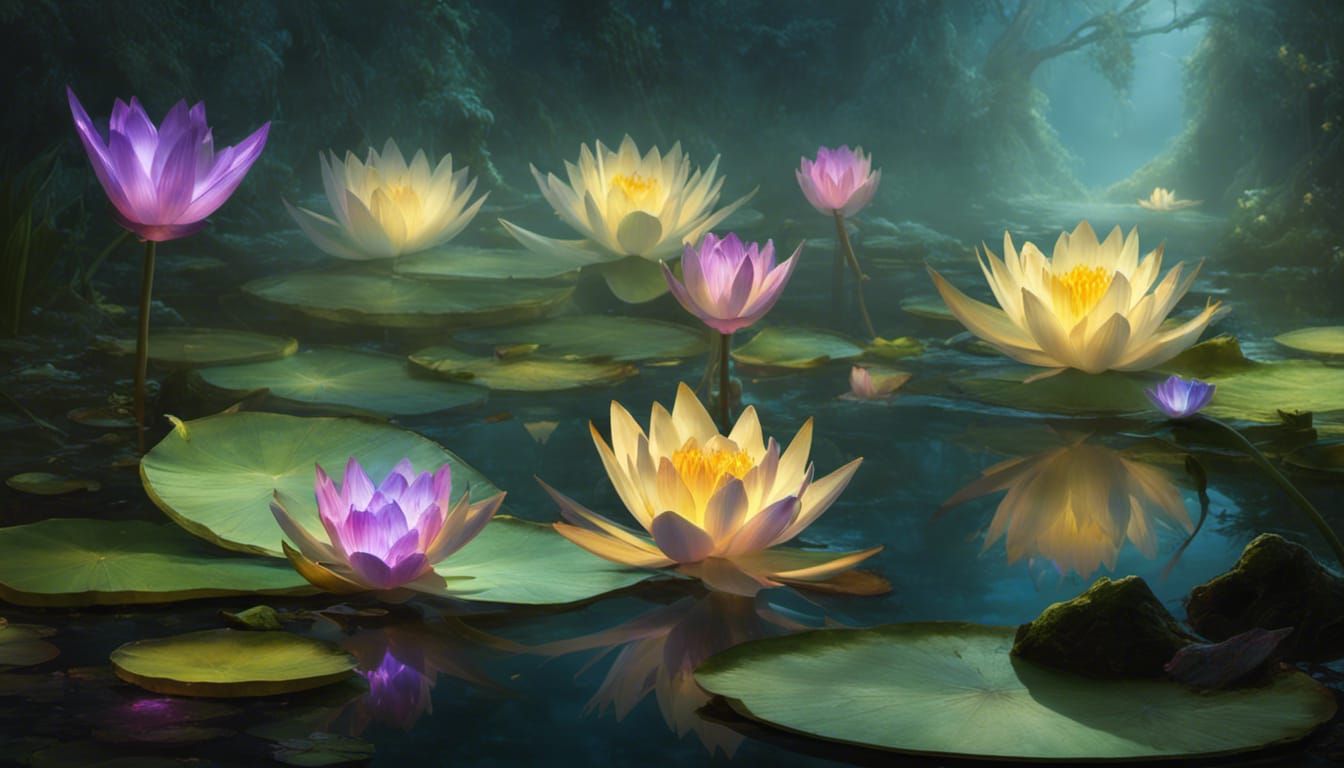Fairy Frogs in Opalescent Waterscape