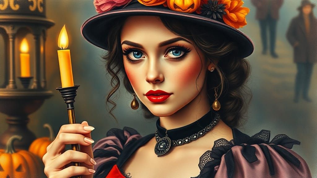 Vintage Watercolour Portrait in Bright Saturated Colors