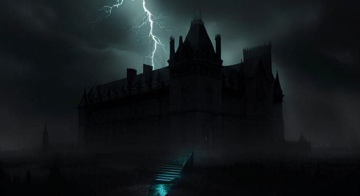 Mysterious Hostel Illuminated by Lightning in a Haunting Sto...