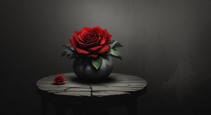 Wilting Rose in Dystopian Surrealism