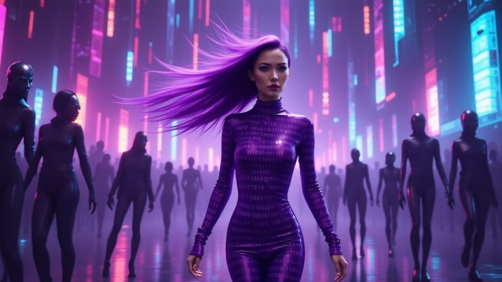 Korean Woman of Binary Code in Alien City