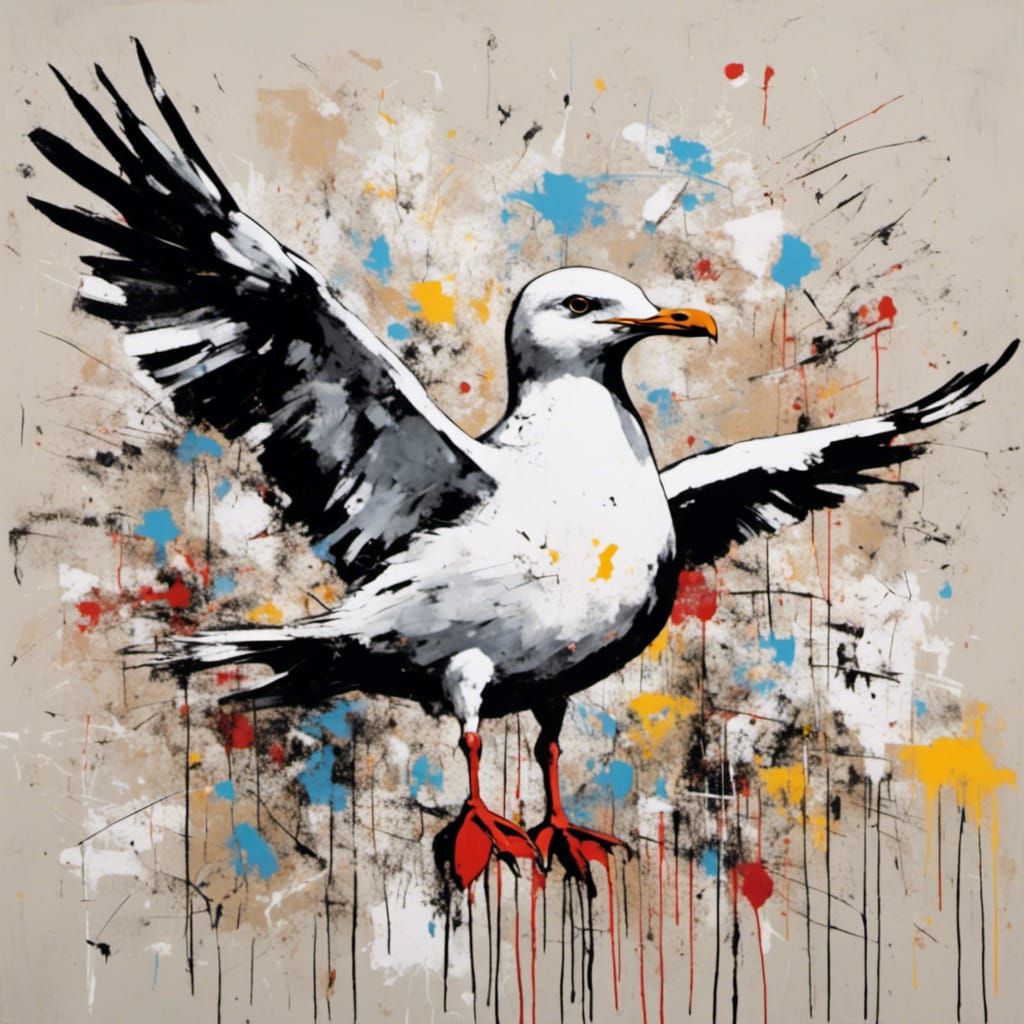 Seagull by <lora:Neo-expressionism:1.0> Banksy