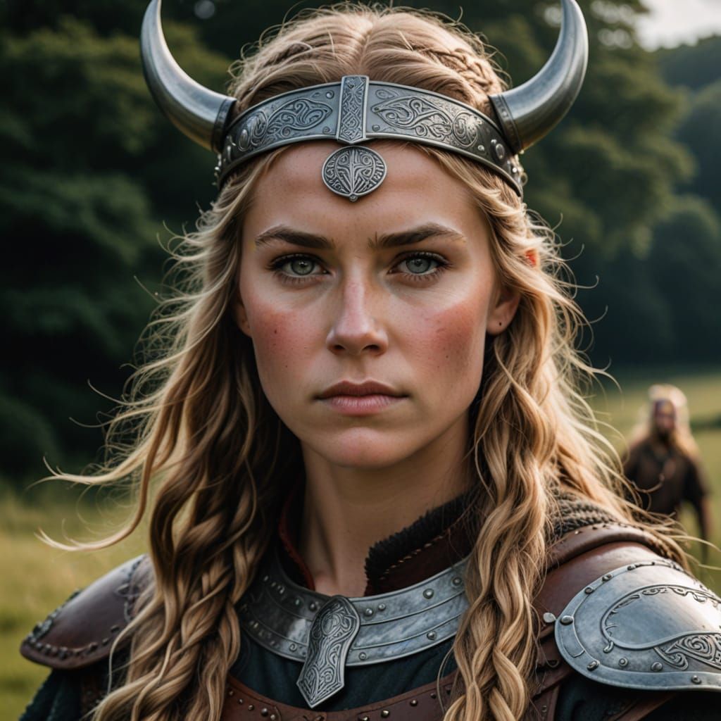 Viking Shield Maiden Portrait in Medieval Style