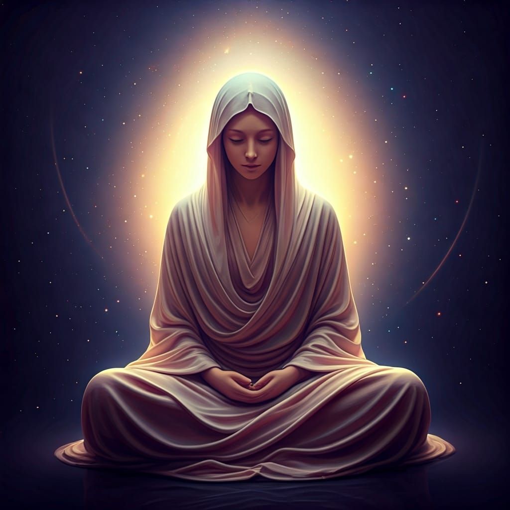 Celestial Being in Nebula, Dreamy Digital Art