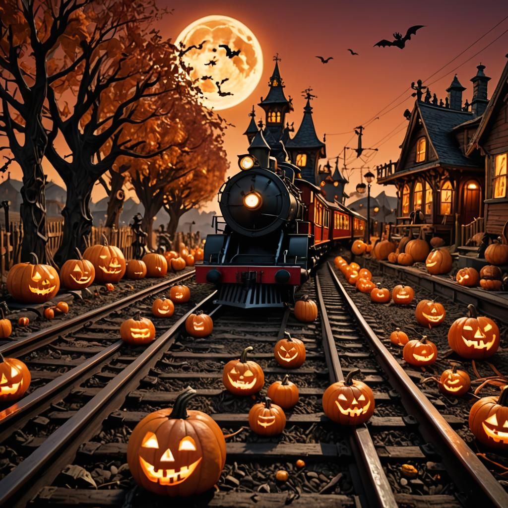 Gothic Halloween Train in Tim Burton Style