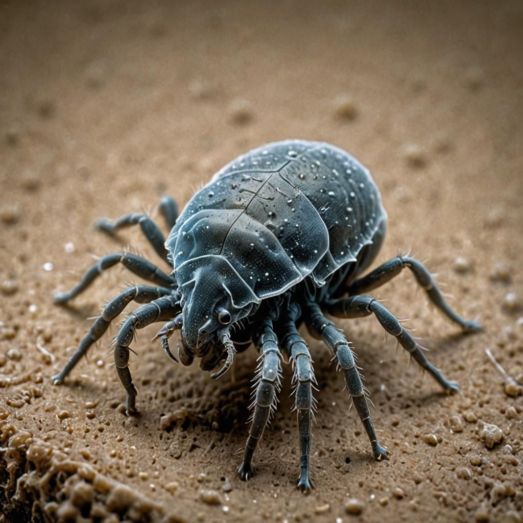 Detailed Macro Photograph of a Dust Mite
