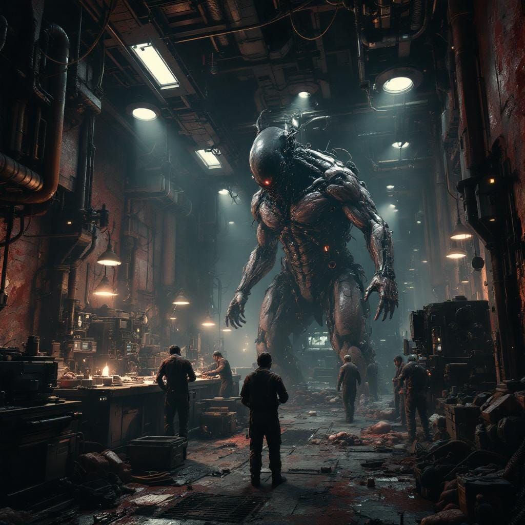 Horrific Biomechanical Factory of Cyborgs in Unreal Engine
