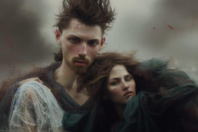 Mysterious Love Couple with Intricate Hyperrealism