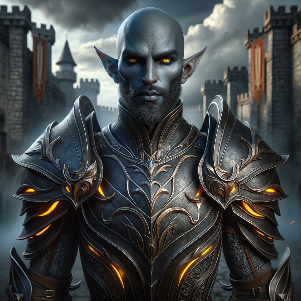 Dark Elf Warrior in Medieval Armor