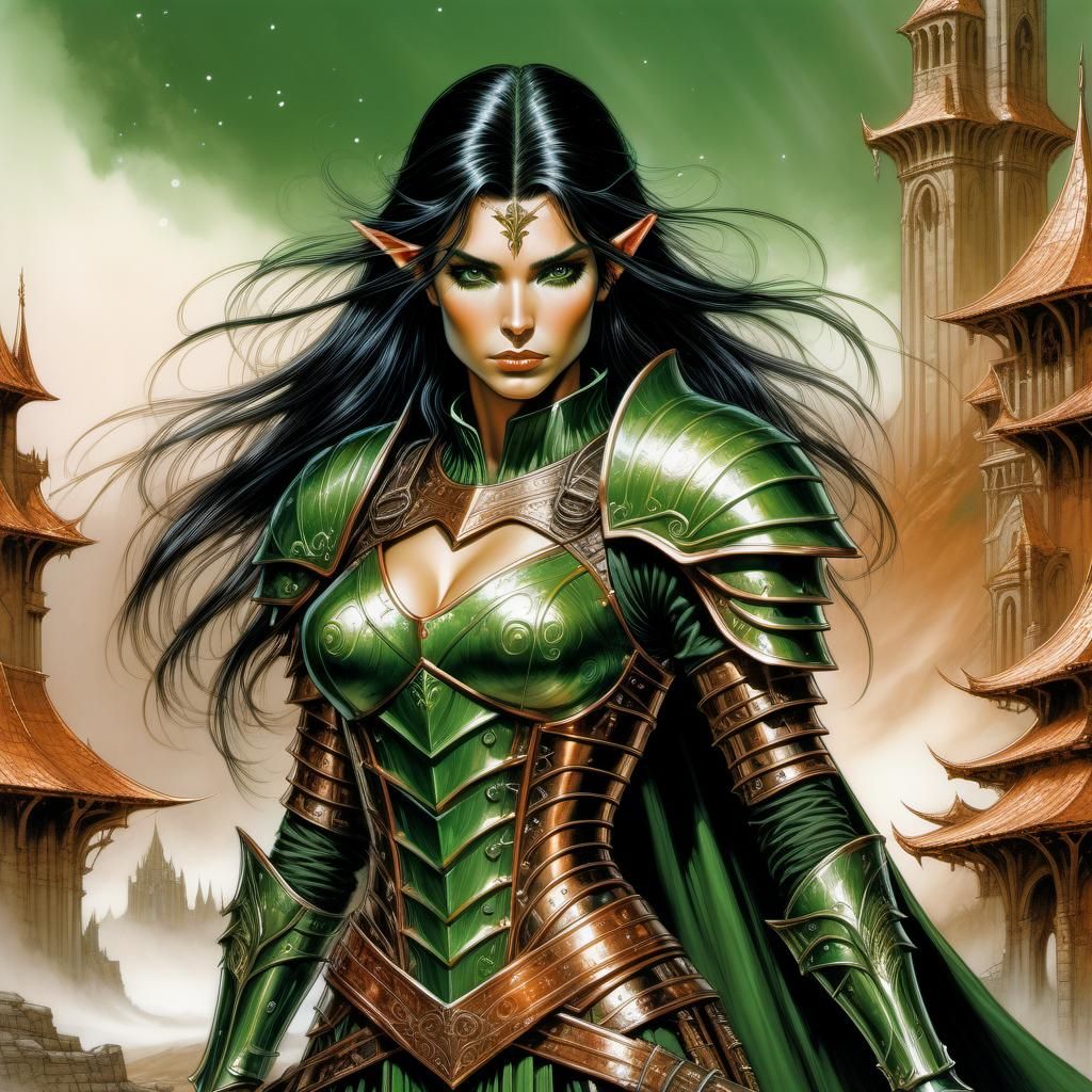 Elf Knight Captain in Copper Armor, Comic Book Art