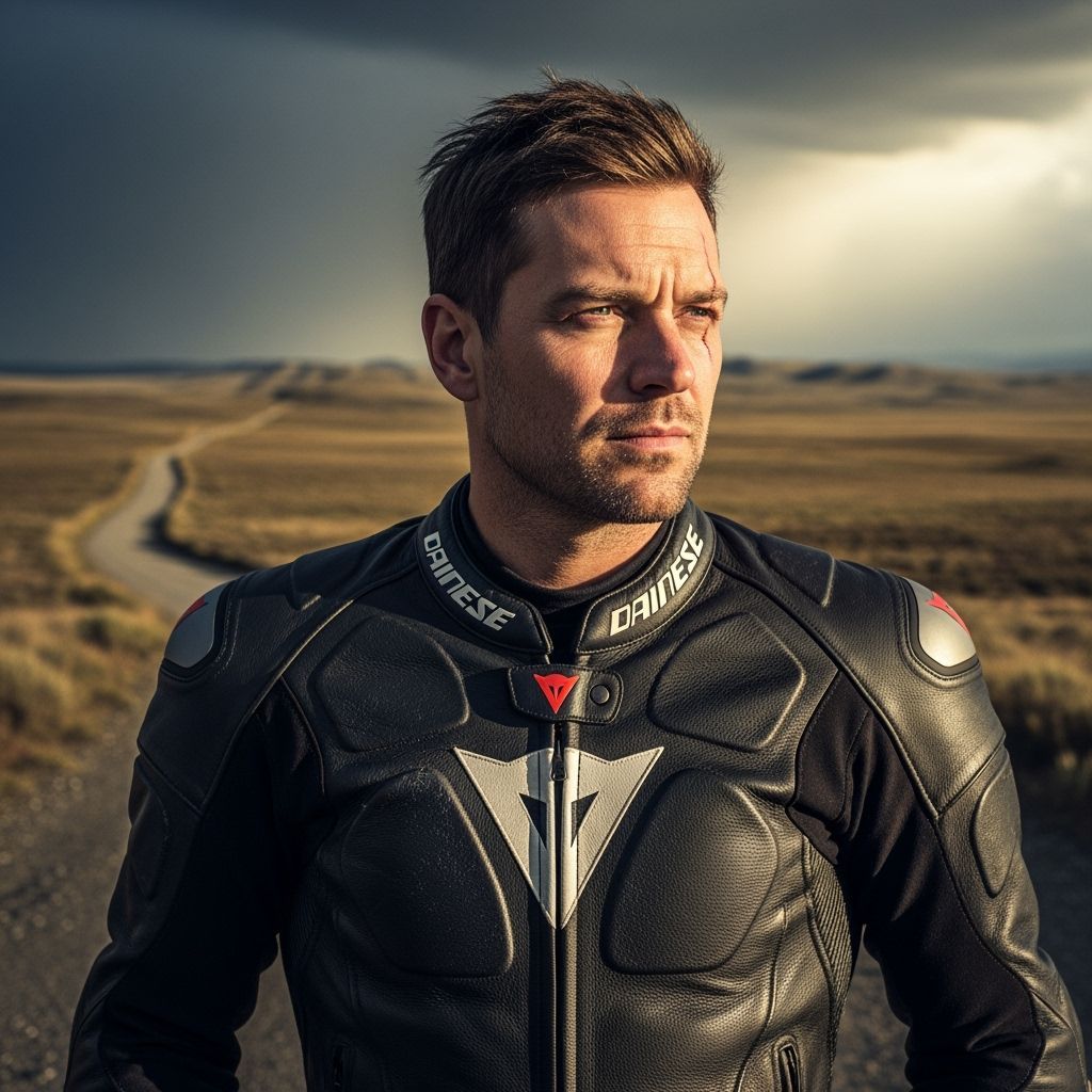 Man in Leather Suit, Photorealistic Outdoor Portrait