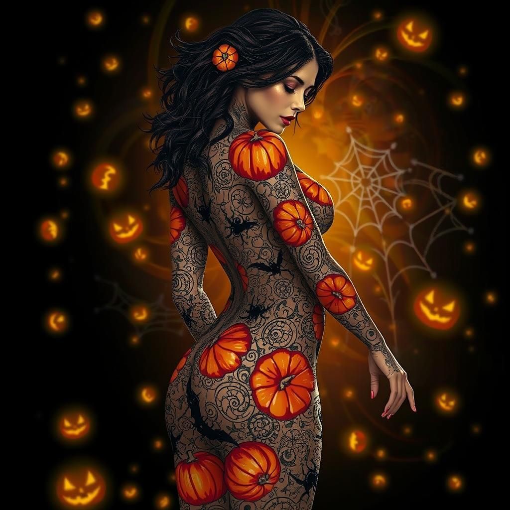 Halloween Body Art in Zentangle Style