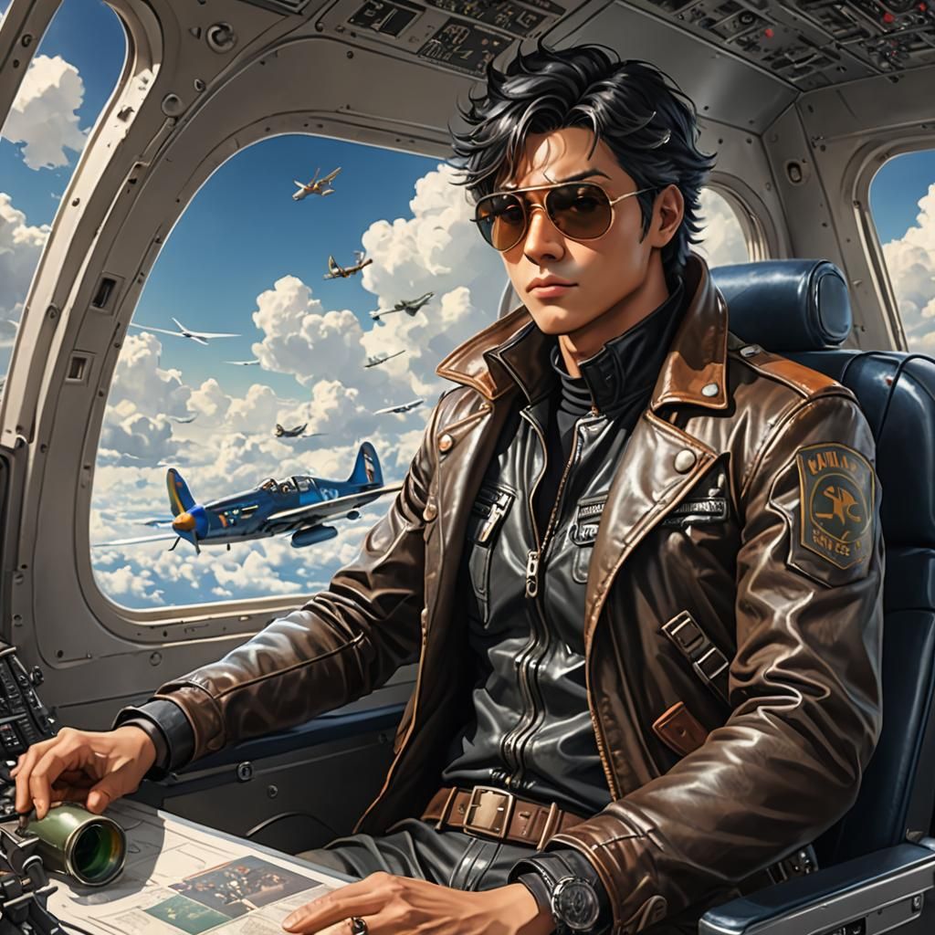 Biplane Anime Fantasy Artwork in Dieselpunk Style