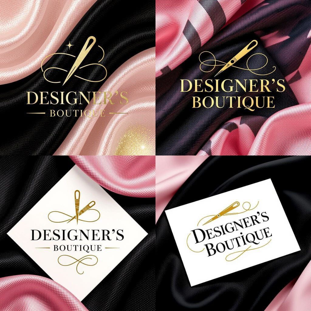Designer's Boutique Logo with Golden Needle and Thread