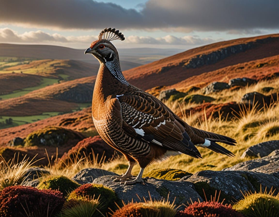 Grouse in Majestic Scottish Moorland