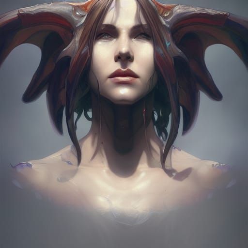 Demon Vual Portrait in Hyperdetailed Style