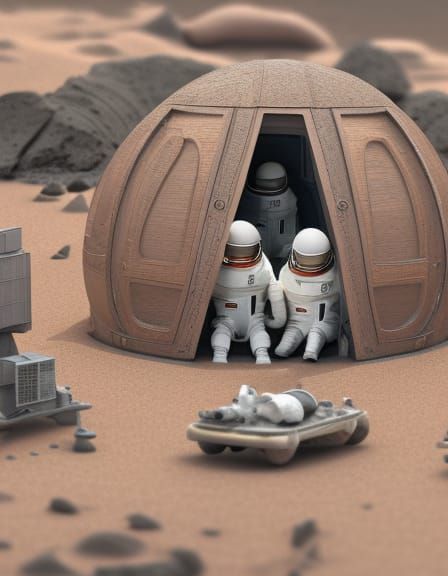 Victorian Wooden Space Base Camp on Mars