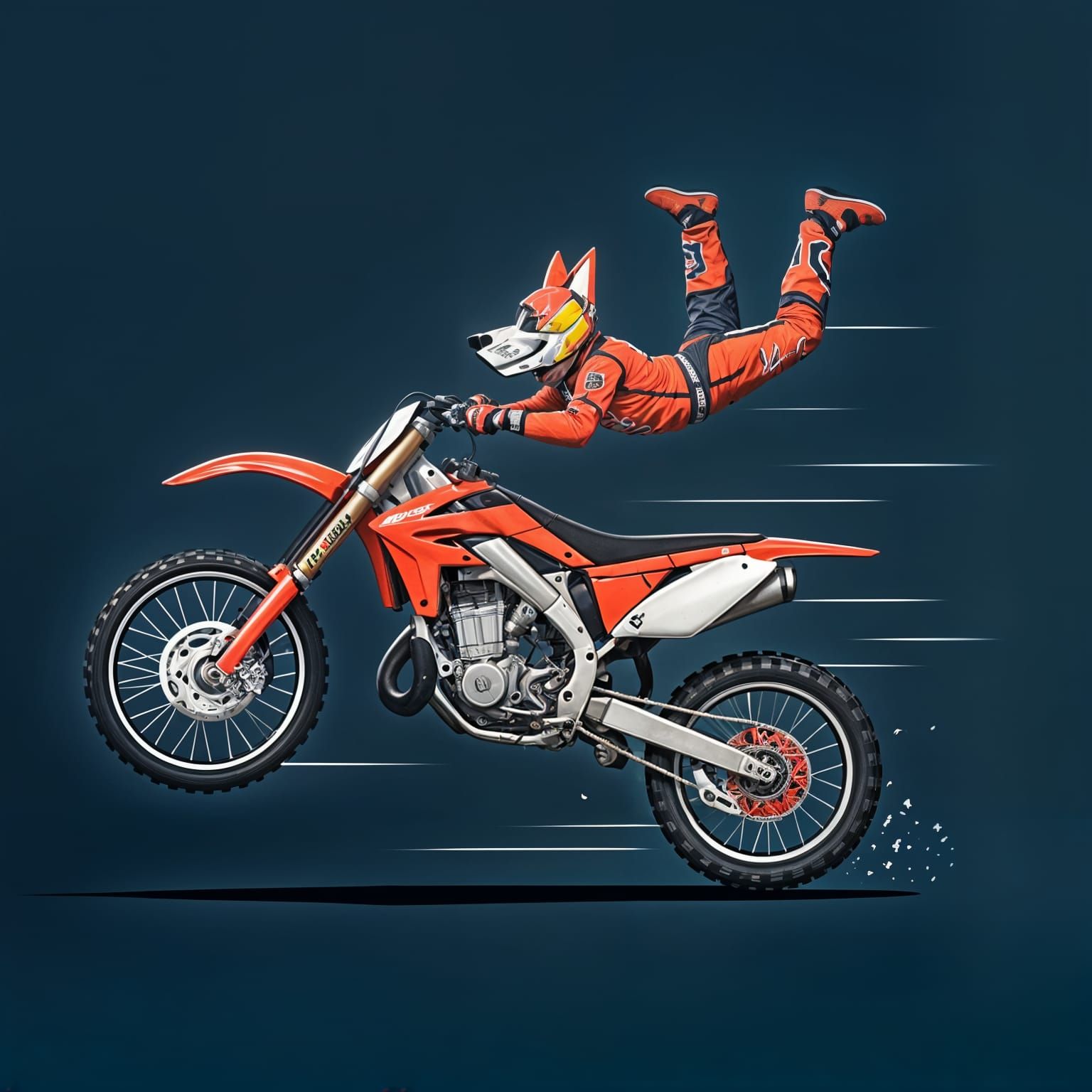 Vibrant Cartoon Motocross Scene with Dynamic Action
