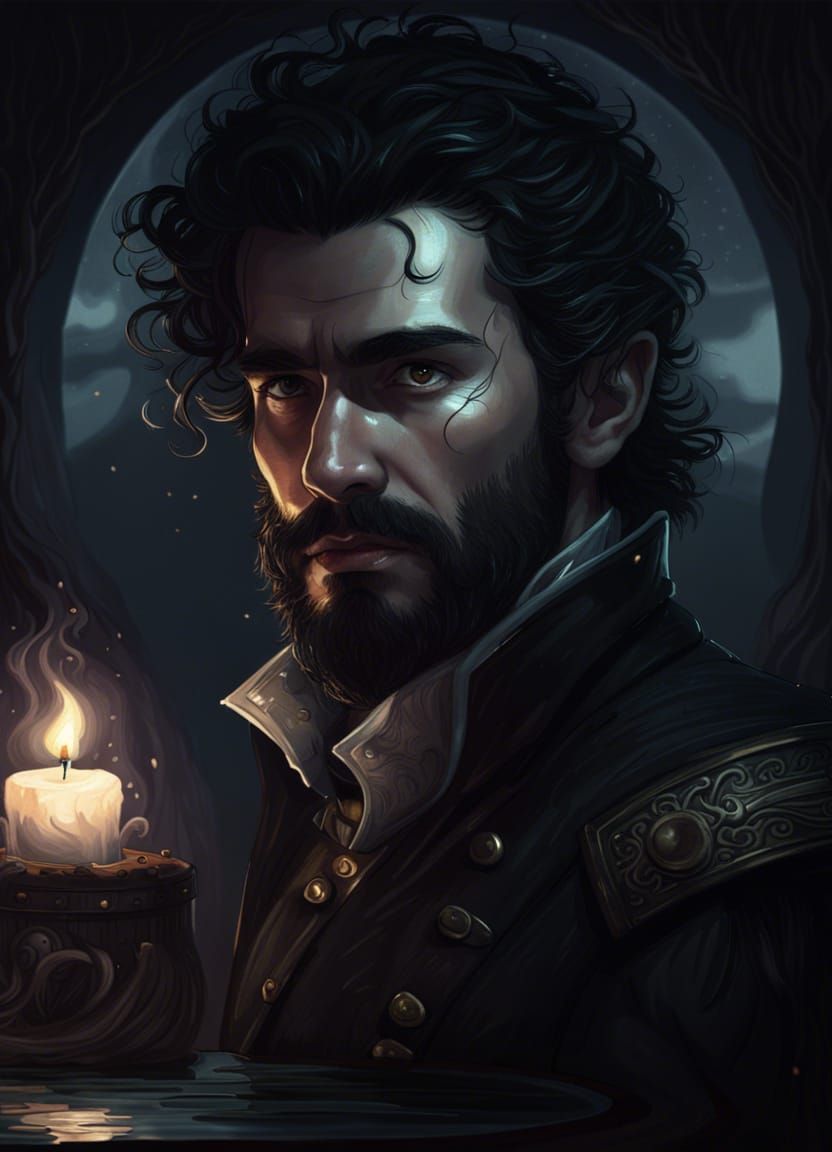 Detailed Portrait of a Helmsman Lit by Moonlight