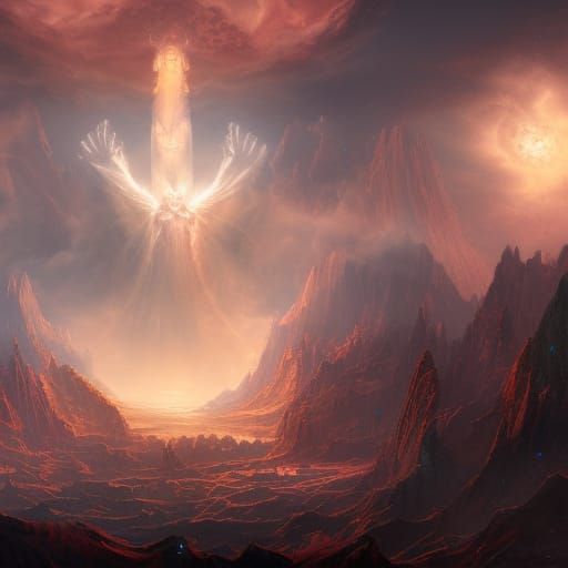 Celestial God in a Detailed Fantasy Artscape