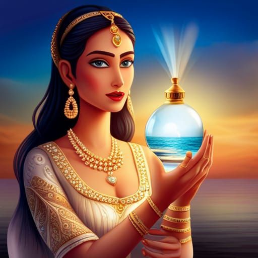 Miniature Genie with Crystal Ball in Bottle