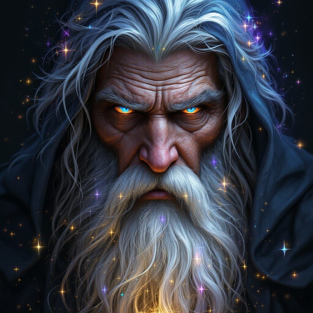 Majestic Wizard with Glowing Runes in Fantasy Art Style