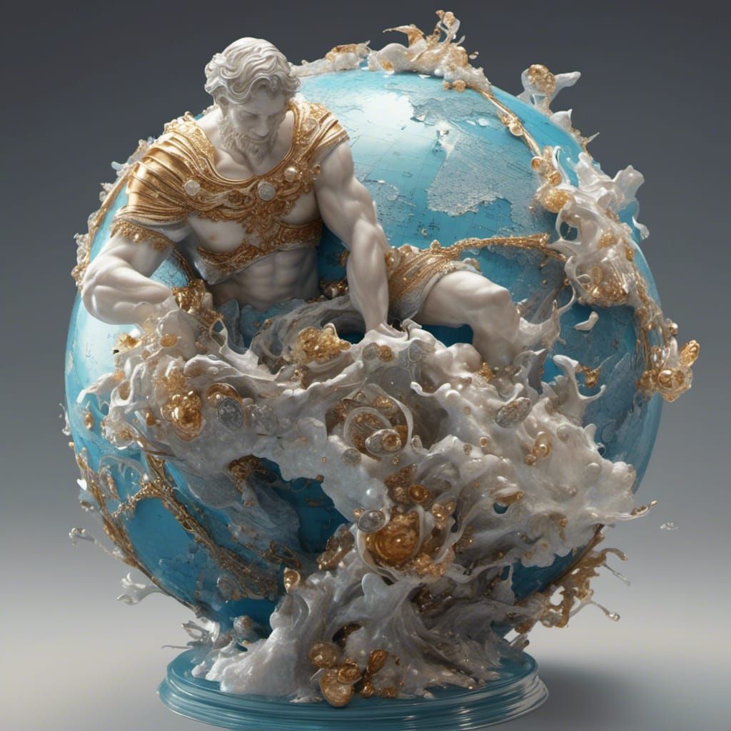 Atlas Bearing the World: Pearlescent Digital Art